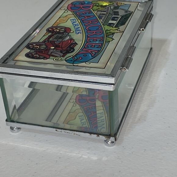 AMIA Handpainted Stained Glass Suncatcher Window Art Trinket Box Bearcreek Farms - Picture 3 of 16